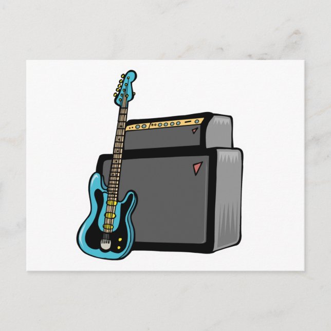 Carte Postale guitare basse électrique et amplificateur (Devant)