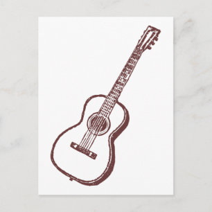 Carte Postale Guitare classique acoustique Brown
