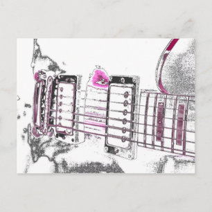 Carte Postale guitare contour image rose pont noir
