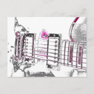 Carte Postale guitare contour image rose pont noir