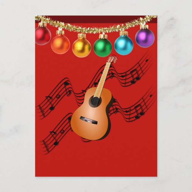 Carte Postale Guitare de Noël (Devant)