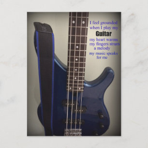 Carte Postale Guitare électrique bleue avec citation
