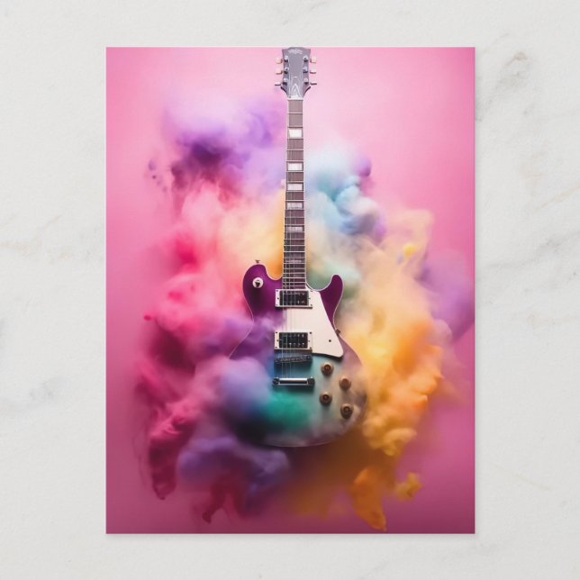 Carte Postale Guitare électrique dans un nuage de couleur brun (Devant)