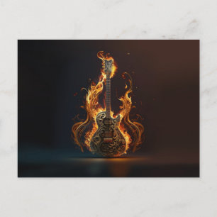 Carte Postale Guitare électrique en feu