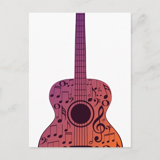 Carte Postale Guitare et notes musicales 2 (Devant)