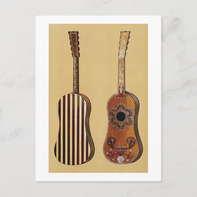 Carte Postale Guitare incrustée de nacre, de 'Musical (Devant)