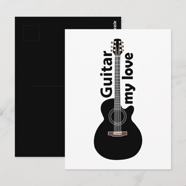 Carte Postale Guitare Mon Amour Guitare (Devant / Derrière)