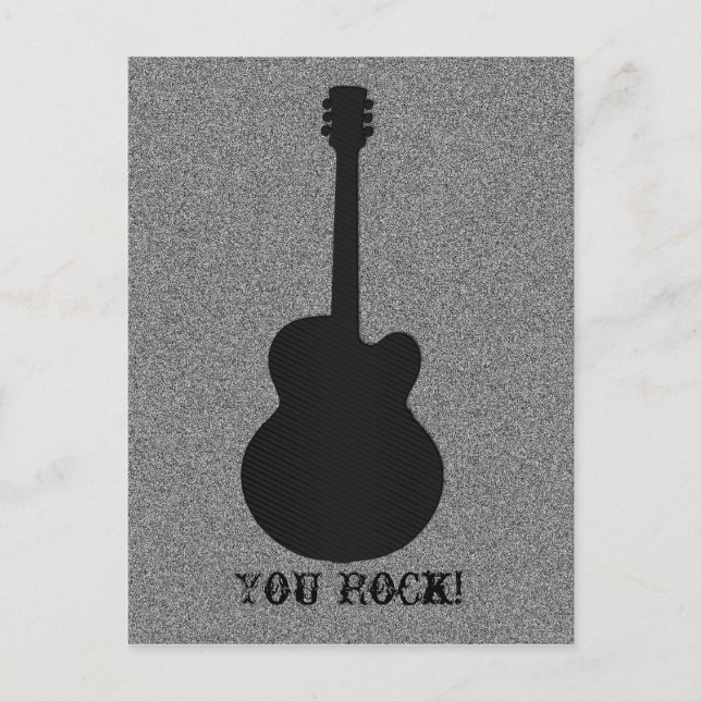 Carte postale guitare rayée, Noir (Devant)