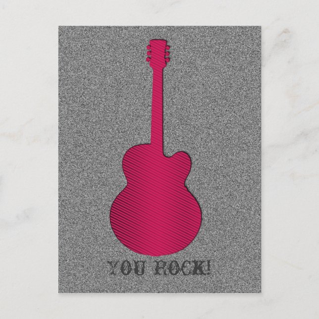 Carte postale Guitare rayée, Rose chaud (Devant)