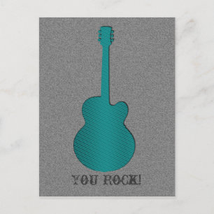 Carte postale Guitare rayée, Turquoise