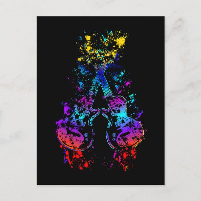 Carte Postale Guitare Retro Rock et Roll Music Lover Guitariste (Devant)