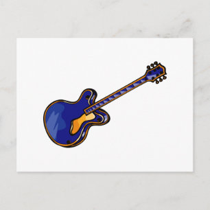 Carte Postale Guitare Semi Hollow Simple Blue Graphic