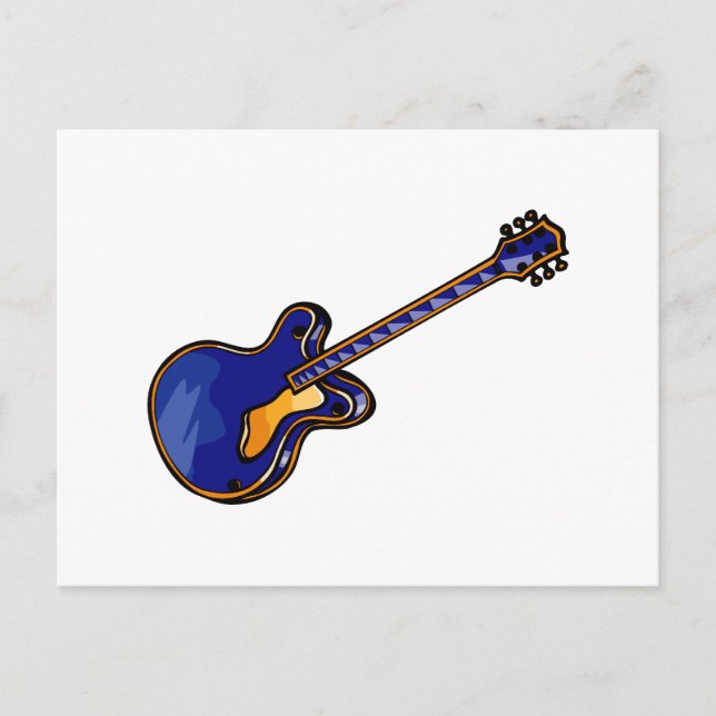 Carte Postale Guitare Semi Hollow Simple Blue Graphic (Devant)