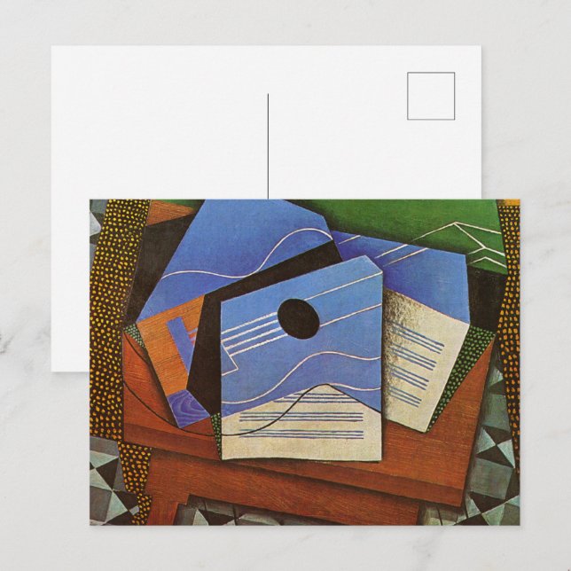 Carte Postale Guitare sur une table de Juan Gris (Devant / Derrière)