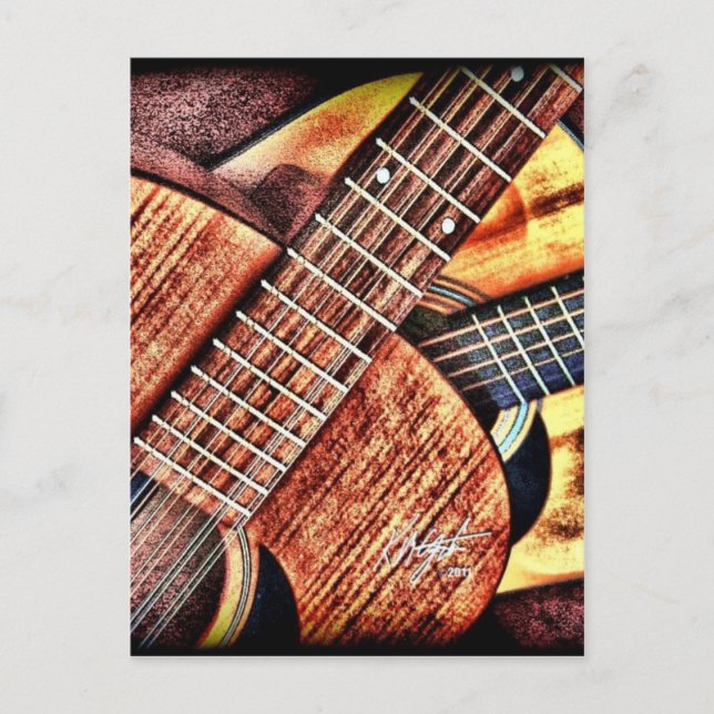Carte Postale Guitares à fort contraste (Devant)