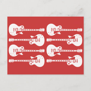 Carte Postale Guitares Électriques Graphique en Blanc
