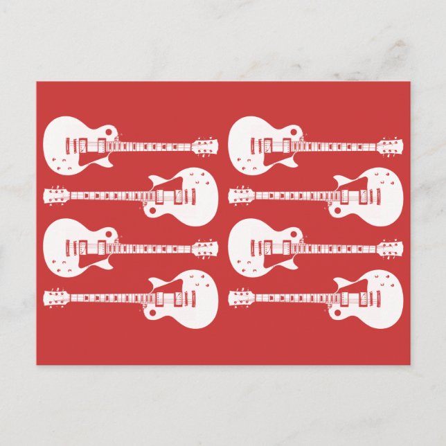 Carte Postale Guitares Électriques Graphique en Blanc (Devant)