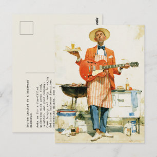 Carte Postale Guitariste des Blues de Barbecue de Jardin