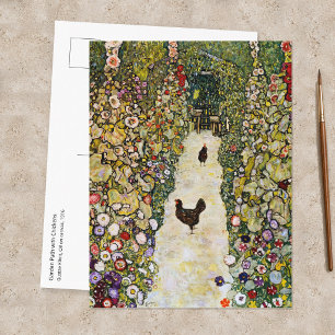 Carte Postale Gustav Klimt - Allée de jardin avec des poules