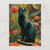 Gustav Klimt Chat noir dans un jardin fleuri, Art 