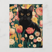 Gustav Klimt Chat Noir Floral, Éclectique Vintage
