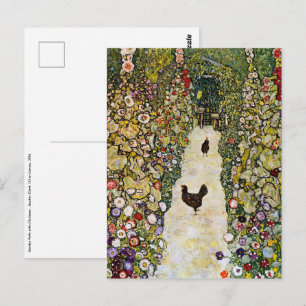 Carte Postale Gustav Klimt - Chemin de jardin avec des poules