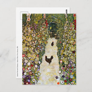 Carte Postale Gustav Klimt - Chemin du jardin avec poulets