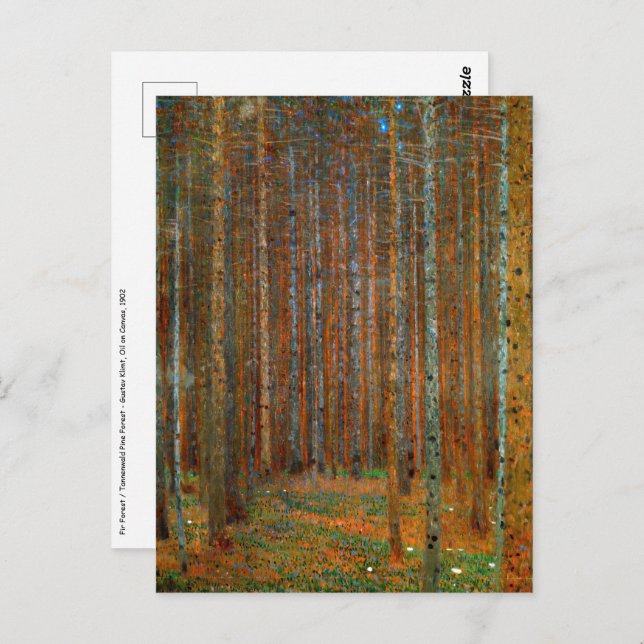 Carte Postale Gustav Klimt - Forêt de pins de Tannenwald (Devant / Derrière)