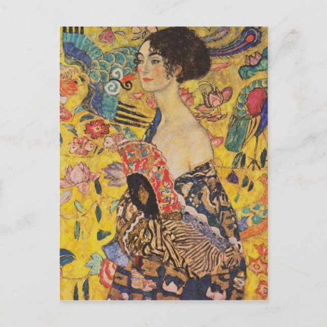 Carte Postale Gustav Klimt - Lady Avec Ventilateur (Devant)