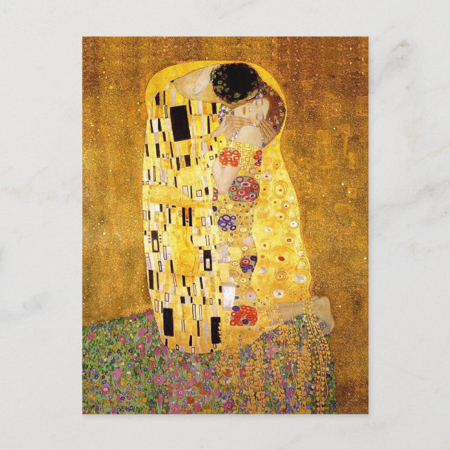 Carte Postale Gustav Klimt "le baiser " (Devant)
