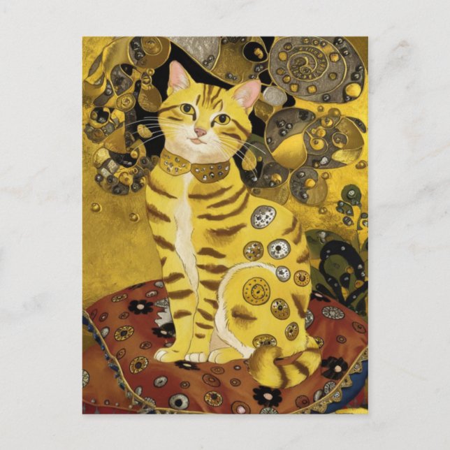 Carte Postale Gustav Klimt or mignon chat parodie, Gustav klimt  (Devant)