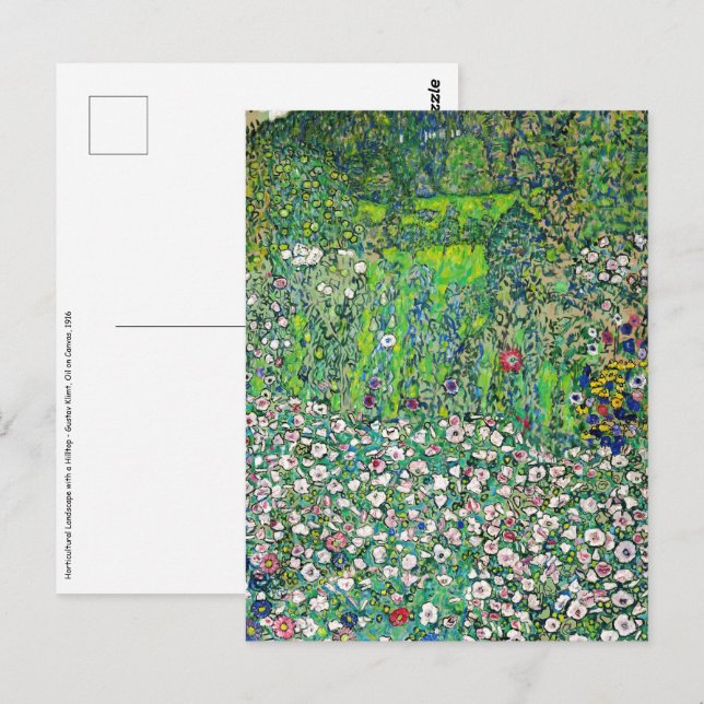 Carte Postale Gustav Klimt - Paysage horticole et sommet de coll (Devant / Derrière)