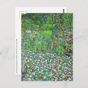 Carte Postale Gustav Klimt - Paysage horticole et sommet d'une c