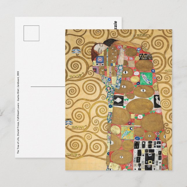 Carte Postale Gustav Klimt - Réalisation, Stoclet Frieze (Devant / Derrière)