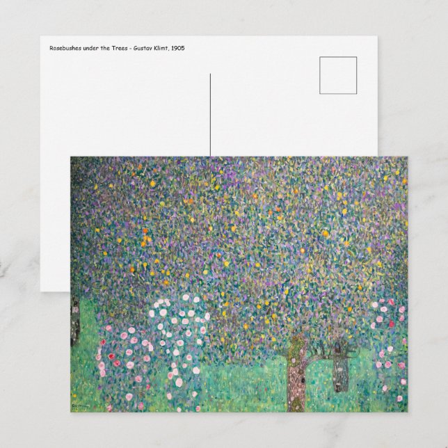 Carte Postale Gustav Klimt - Rosiers sous les arbres (Devant / Derrière)