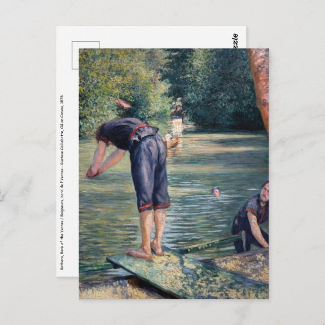 Carte Postale Gustave Caillebotte - Baigneurs, bord de l'Yerres (Devant / Derrière)