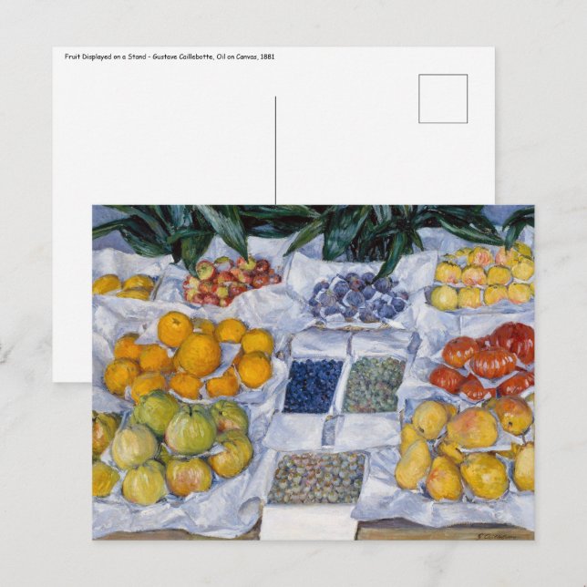 Carte Postale Gustave Caillebotte - Fruits disposés sur un prése (Devant / Derrière)