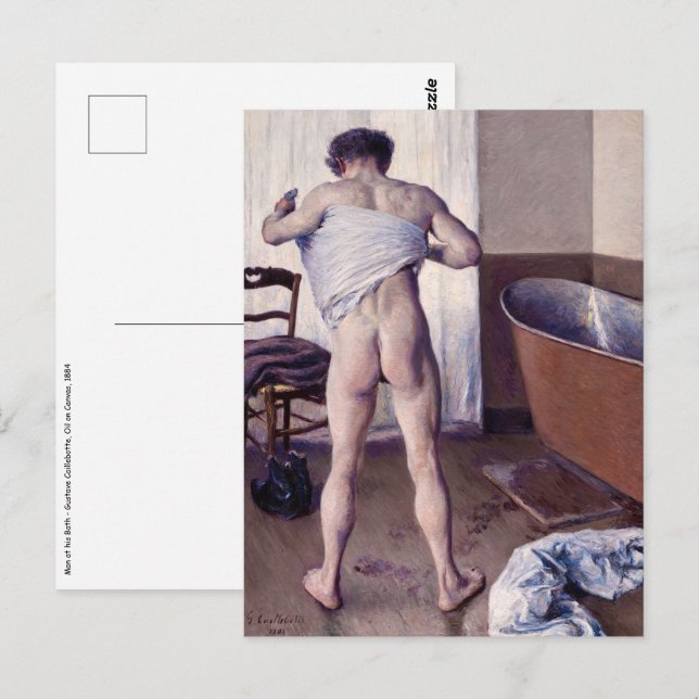Carte Postale Gustave Caillebotte - Homme au bain (Devant / Derrière)