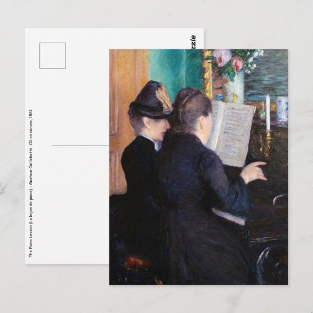 Carte Postale Gustave Caillebotte - La Leçon de piano (Devant / Derrière)