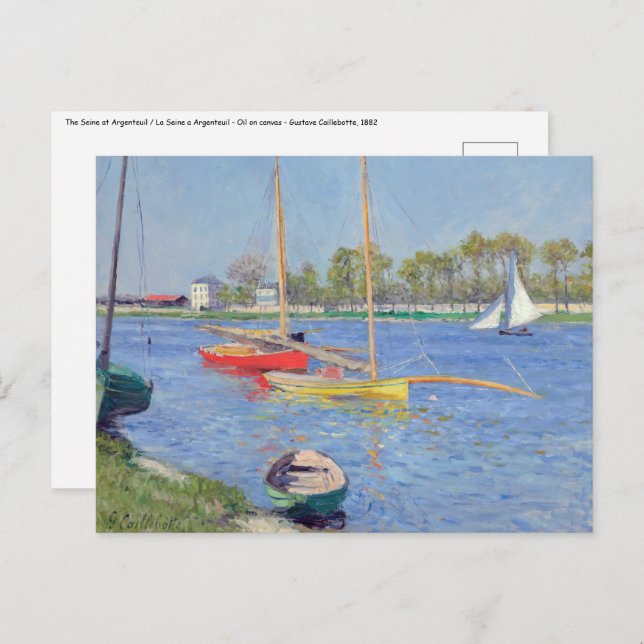 Carte Postale Gustave Caillebotte - La Seine à Argenteuil (Devant / Derrière)