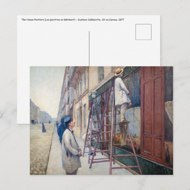 Carte Postale Gustave Caillebotte - Les Peintres en bâtiment (Devant / Derrière)