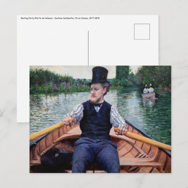 Carte Postale Gustave Caillebotte - Partie de bateau (Devant / Derrière)