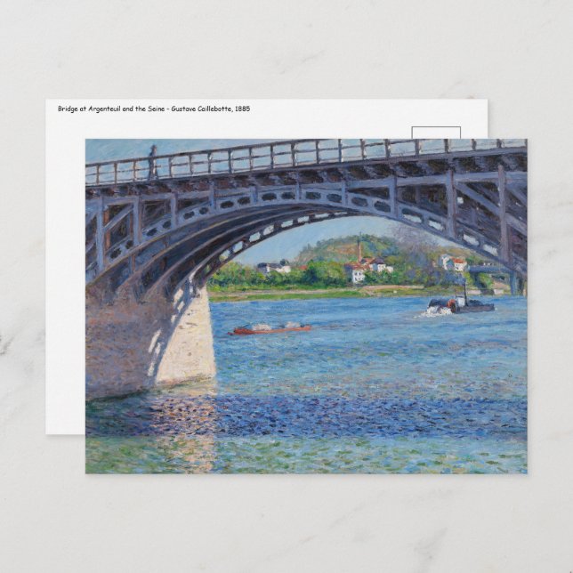 Carte Postale Gustave Caillebotte - Pont à Argenteuil & Seine (Devant / Derrière)