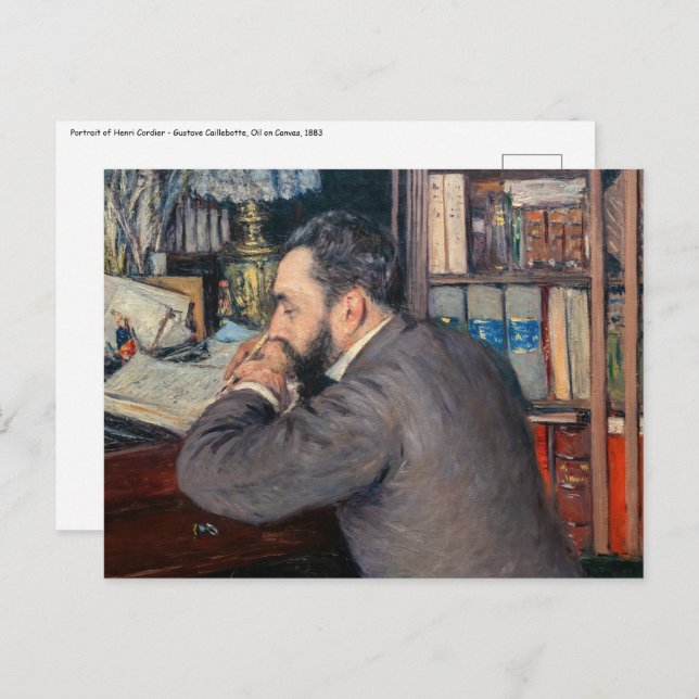 Carte Postale Gustave Caillebotte - Portrait d'Henri Cordier (Devant / Derrière)