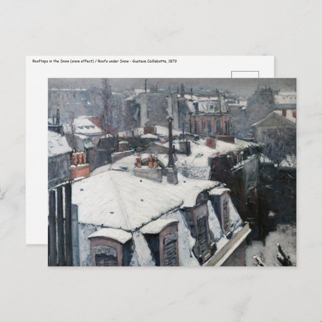 Carte Postale Gustave Caillebotte - Toits dans la neige (Devant / Derrière)