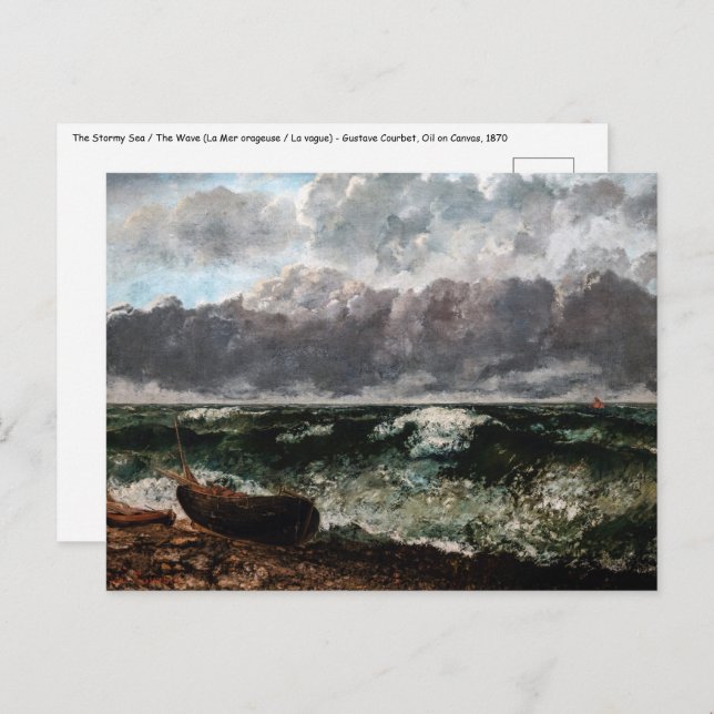 Carte Postale Gustave Courbet - La Mer Stormy / La Vague (Devant / Derrière)