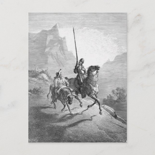 Carte Postale Gustave Dore : Don Quichotte et Sancho (Devant)