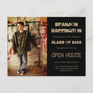 Carte Postale Guy Grad Grunge Photo Open House Invitation