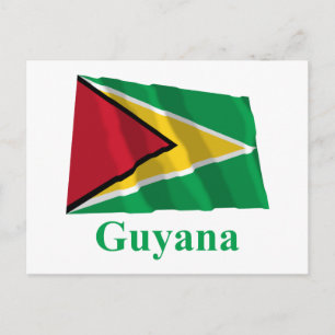Carte Postale Guyana Waving Drapeau avec nom
