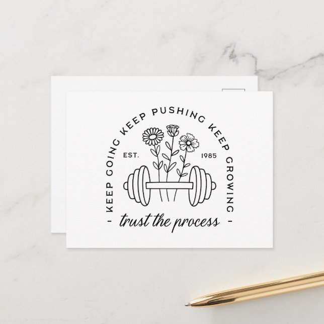 Carte Postale Gym girl esthétique citations de motivation (Devant/Arrière en situation)